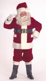 038-5691 Deluxe Burgandy Santa Suit with Outside Pockets