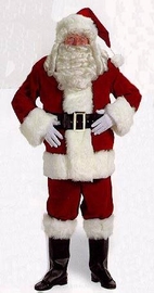038-7096XL Velvet Santa Claus Suit with Zipper in Coat